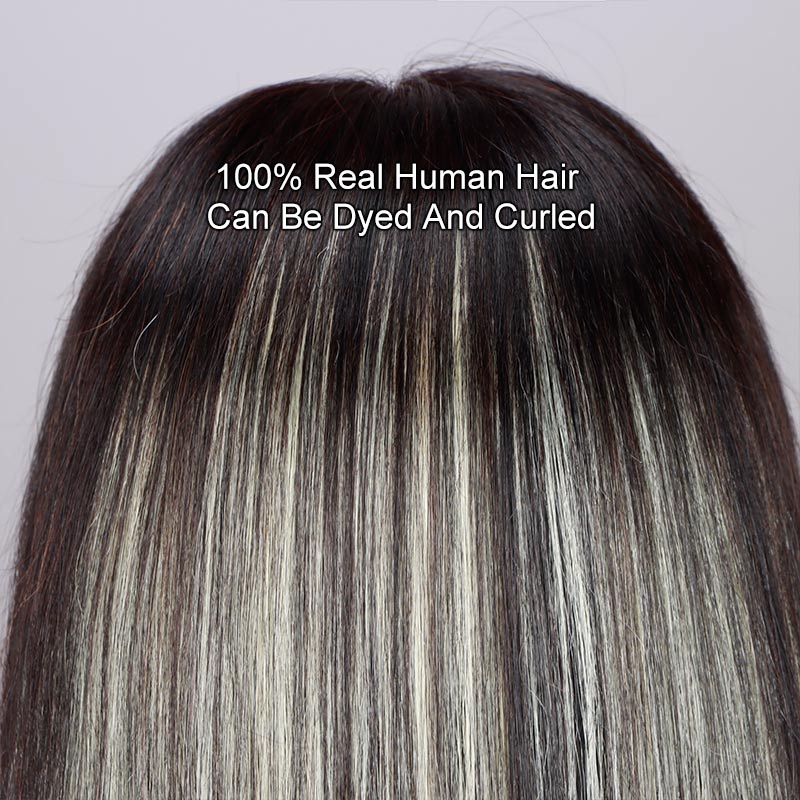 SoulLady Blonde Peekaboo Highlight Bob Wig Straight Human Hair 6x4 Pre Cut Glueless HD Lace Wig-back hair