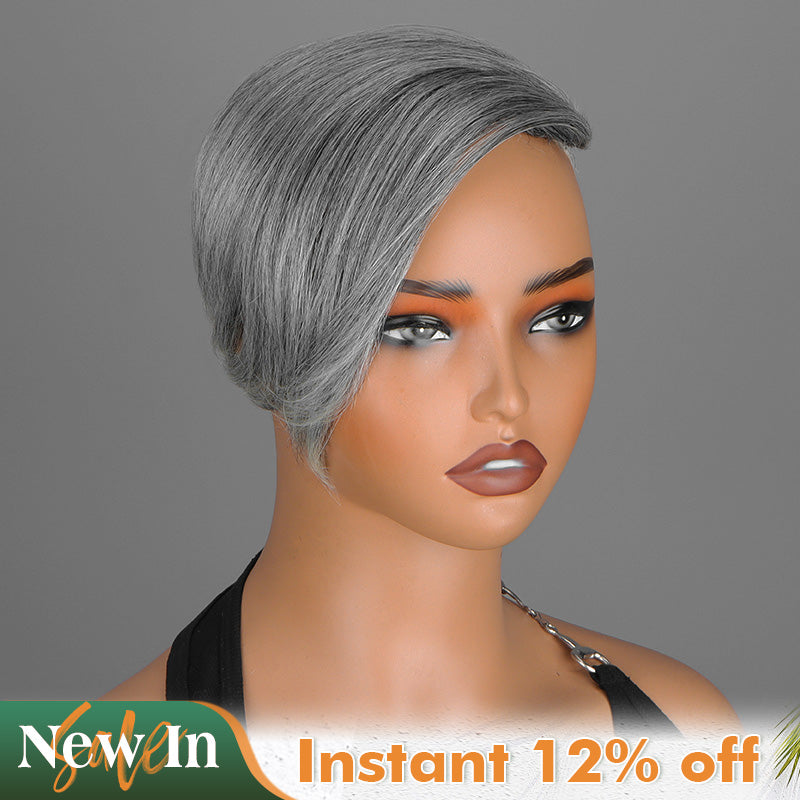 Soul lady 2-in-1 Clip In Human Hair Topper & Bangs – Salt and Pepper, Glueless & Easy Wear for women with thinning hair-sales image