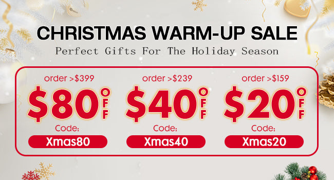 Soul Lady Wigs Christmas warm-up sale banner with product pricing and festive decorations. Christmast Deal With COUPON DISCOUNTS - save up to $80 off.650x350