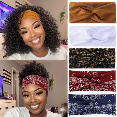 Soul lady wigs | 5-Pack Wide Headbands for Women | Boho Print & Solid Hair Accessories For glueless Wig