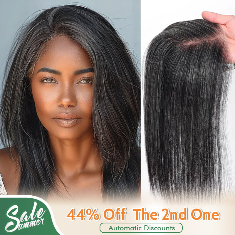 Soul Lady wigs 5"x5" Lace Crown Toppers Dark Salt And Pepper Straight Human Hair Pieces For Women