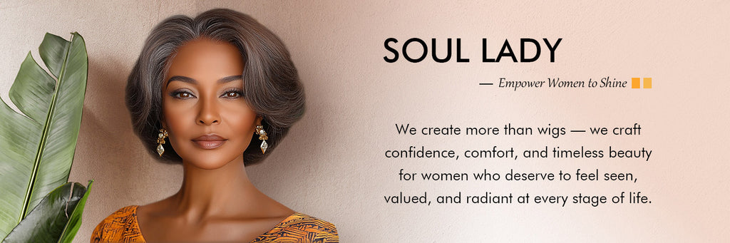 Soul lady wigs brand banner-Empower Women to Shine. We create more than wigs — we craft confidence, comfort, and timeless beauty for women who deserve to feel seen, valued, and radiant at every stage of life.