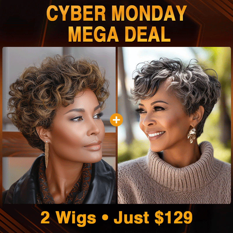 Soul lady wigs | BOGO Combo Deal | Salt & Pepper & Brown Pixie Wigs – 3 Style Sets Available- cyber monday sale