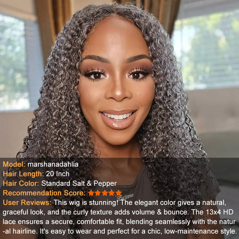 Gray Curly Lace Front Wigs Salt and Pepper Jerry Curly Human  display picture 1