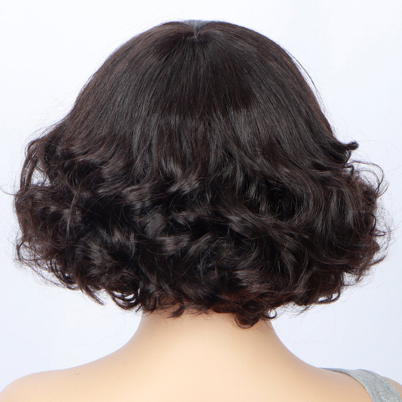 Soul Lady Vintage Style Short Loose Wave Bob Real Human Hair Weargo Silk Top Lace Wigs For Women
