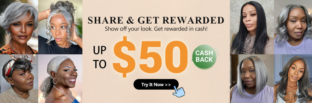 Loyal Customer Referral Program Banner – Share Soul Lady salt and pepper Wigs and Get Rewarded