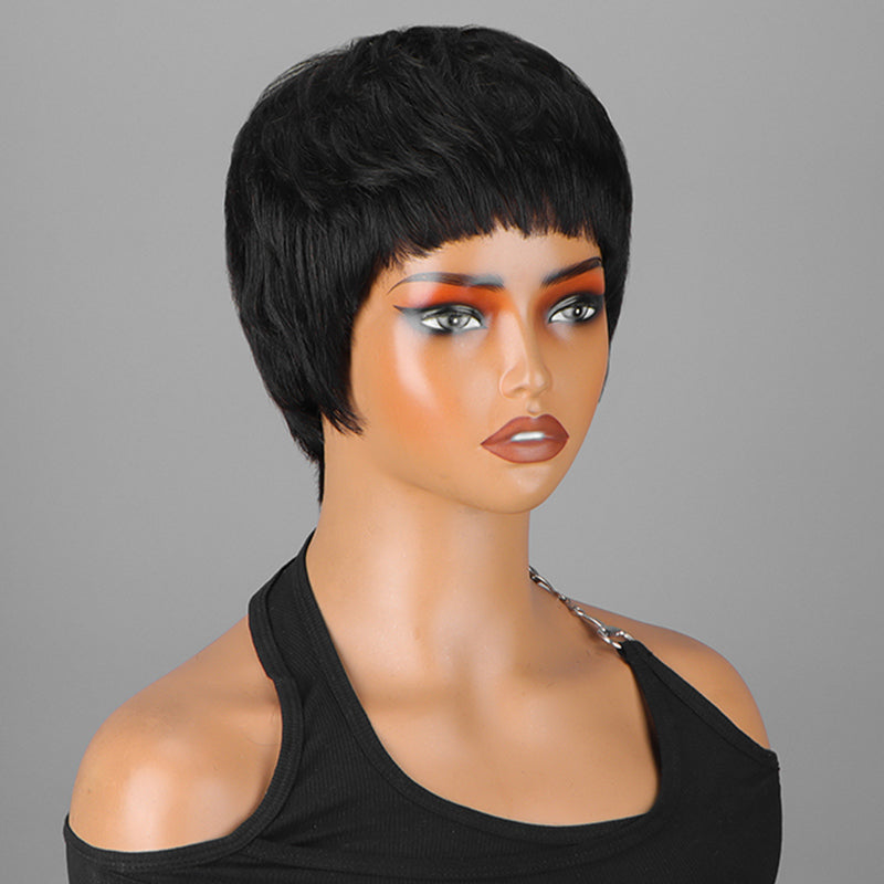 Pixie Cut Straight Human Hair Wigs Machine Made Short Bob  display picture 3