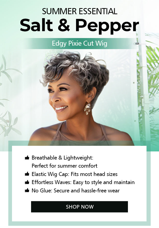 Salt and Pepper Pixie Wigs for Mature Women – Real Human Hair Summer Hairstyles | SOUL LADY Wigs Promotion Banner-small