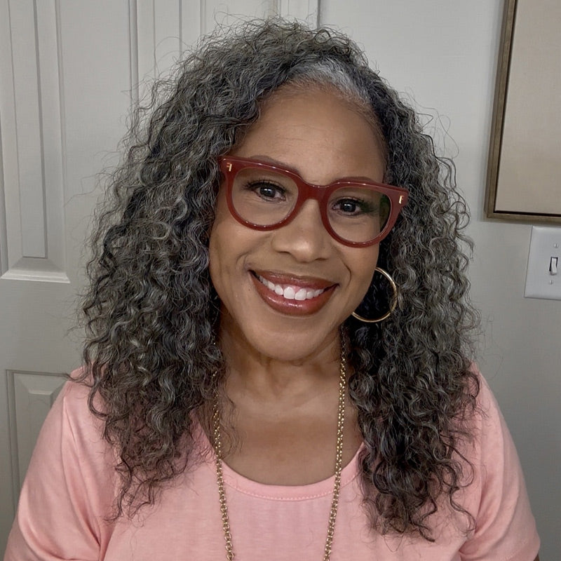 Soul lady wigs | Medium Salt And Pepper Afro Curly Human Hair 3 In 1 Half Wig Ready To Go Wig For Older Women and stylish women with less gray hair- model chelle