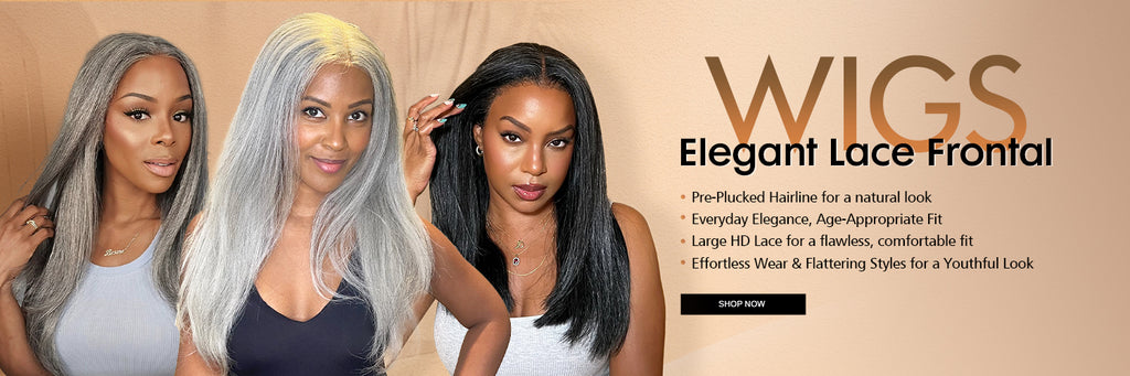 oul Lady Full Lace Frontal Wig in Salt & Pepper Gray Blend – 100% Human Hair for Women 50+