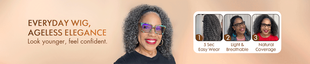 Salt and pepper gray real human hair headband wig for women over 50 – Soul Lady collection banner