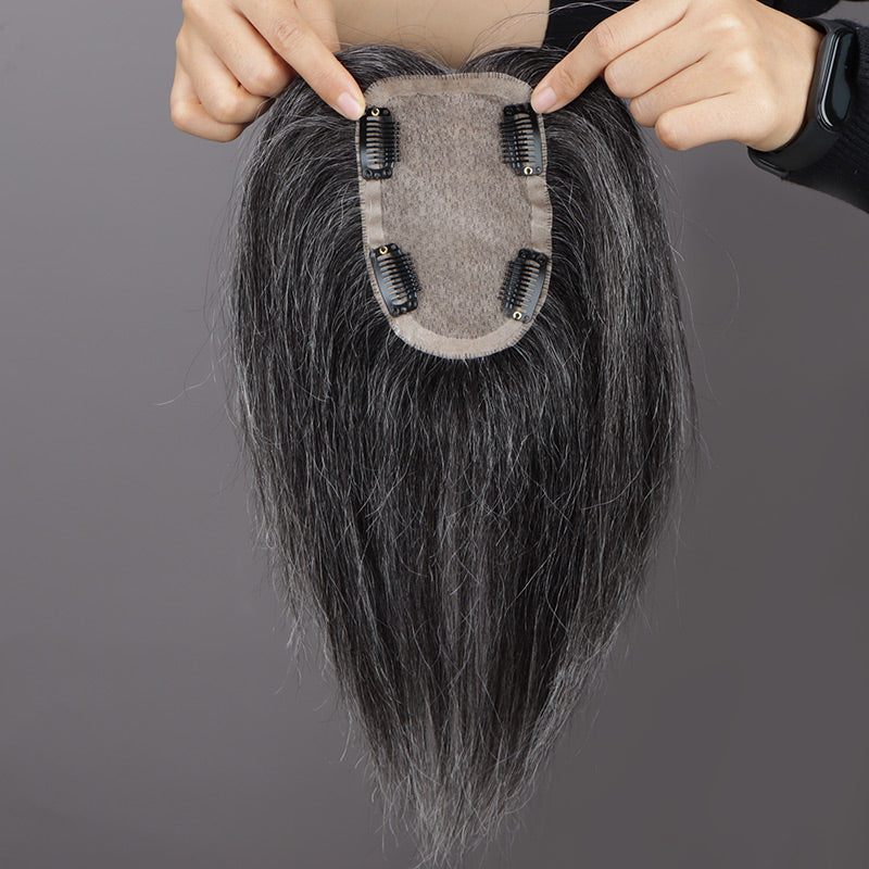Gray Silk Base Hair Toppers 5x3 Lace Closure Human Hair  display picture 2