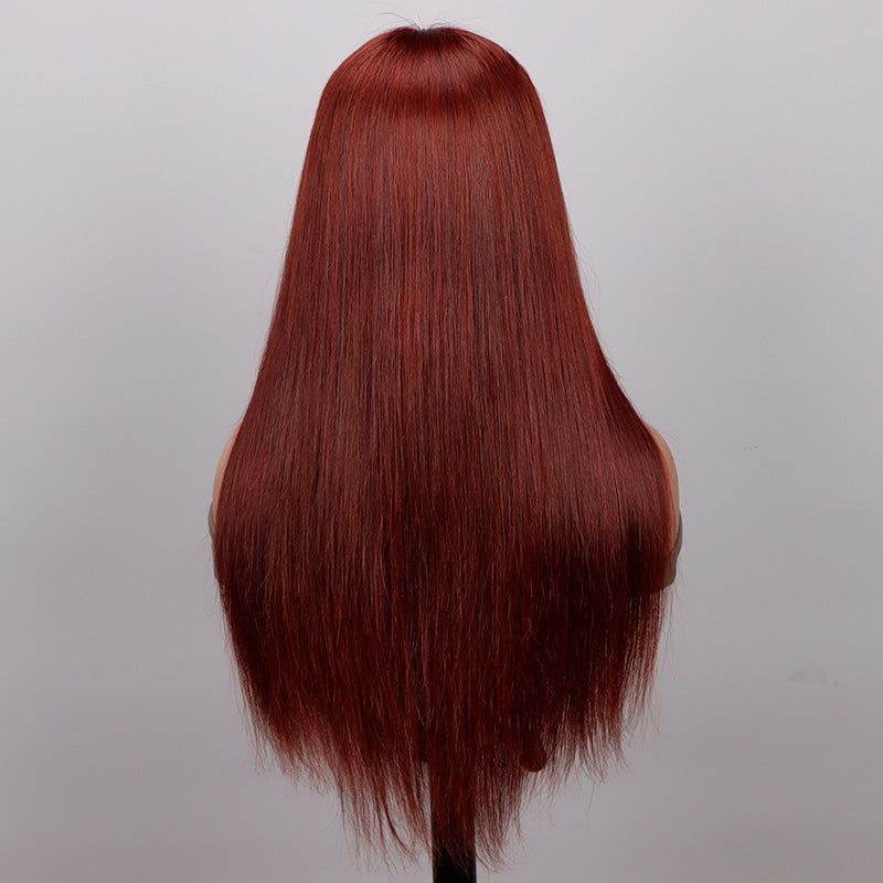 Reddish Brown Wig Ultra Silky Straight Human Hair Wigs 13x6  display picture 2
