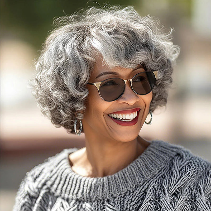 Soul Lady Custom Short Salt And Pepper Wig For Older Women Wear To Go Glueless Human Hair Bob Wigs For Seniors