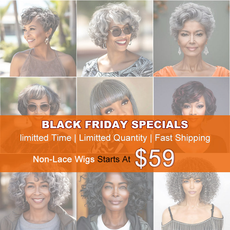 Black Friday Specials | Beginner Friendly Seniors Glueless Human Hair Wigs Salt And Pepper Color