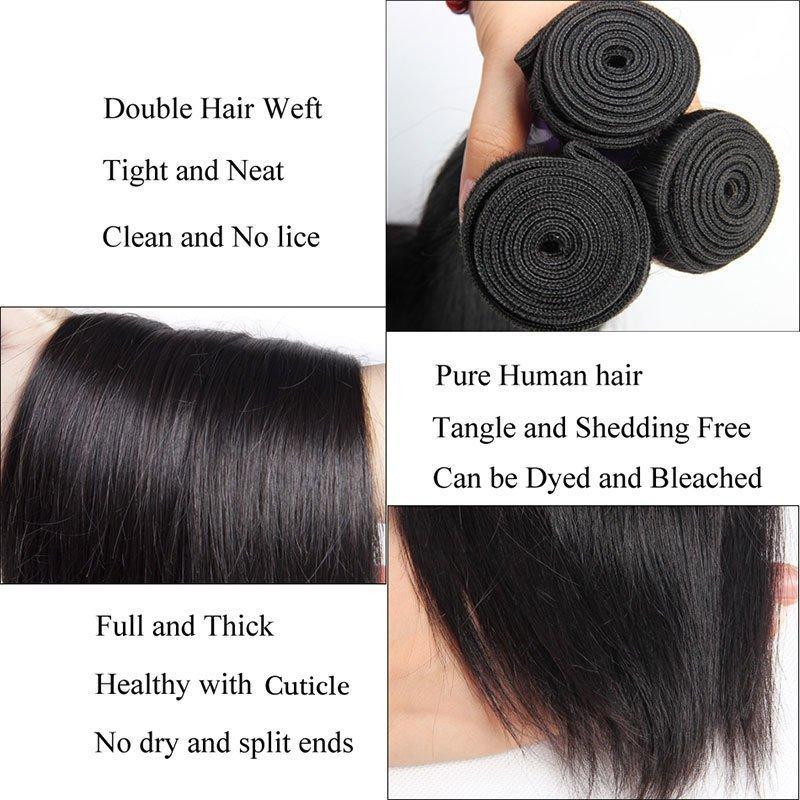 Straight Human Hair Weave Brazilian Human Hair 3 Bundles