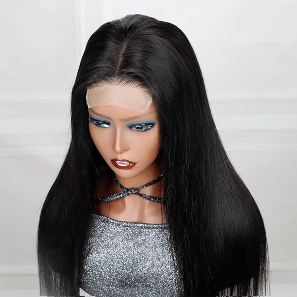 Silky Straight Human Hair 4x4 HD Lace Wig 180% Density  display picture 3