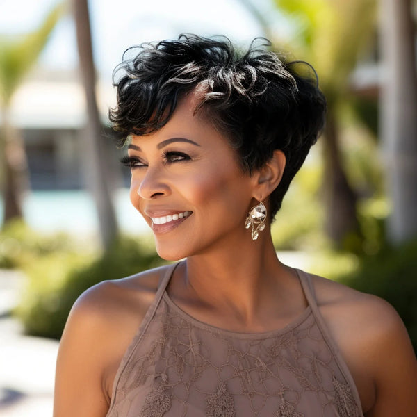 Flash Sale | Short Edgy Pixie Cuts Wig Natural Wave Human Hair Glueless Wigs For Women